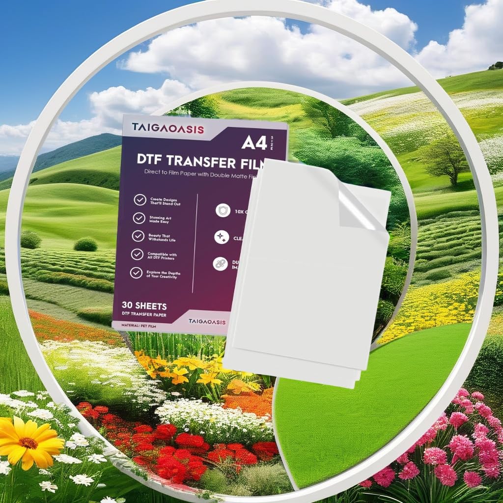 TAIGAOASIS DTF Transfer Film A4-90 Sheets, Anti-Static, Direct to Film with Double Matte Finish - 10X Coating for Brighter, Clearer, Durable Images