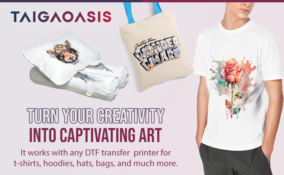 TAIGAOASIS DTF Transfer Film A4-30 Sheets - 8.3 x 11.7 Inches - Anti-Static DTF Transfer Paper - Direct to Film Paper with Double Matte Finish - 10X Coating for Brighter, Clearer, Durable Images