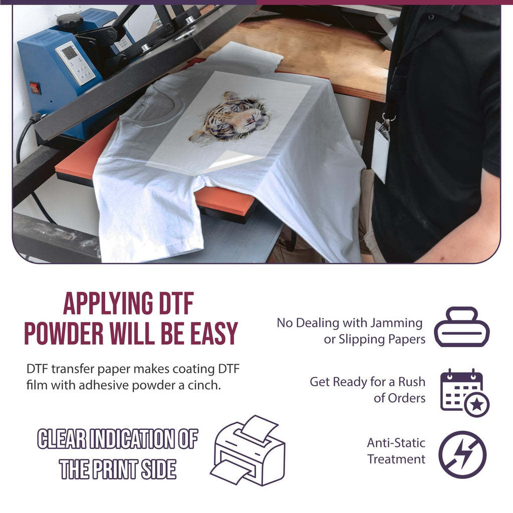 TAIGAOASIS DTF Transfer Film A4-30 Sheets - 8.3 x 11.7 Inches - Anti-Static DTF Transfer Paper - Direct to Film Paper with Double Matte Finish - 10X Coating for Brighter, Clearer, Durable Images